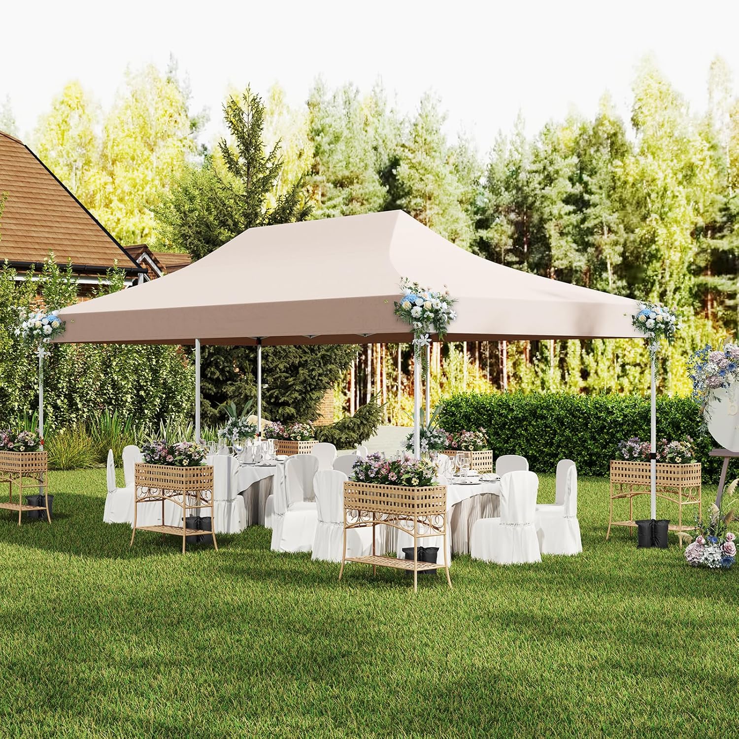 GOPLUS - Barnum pliant série jardin 3x6m, imperméable, sac transport, beige