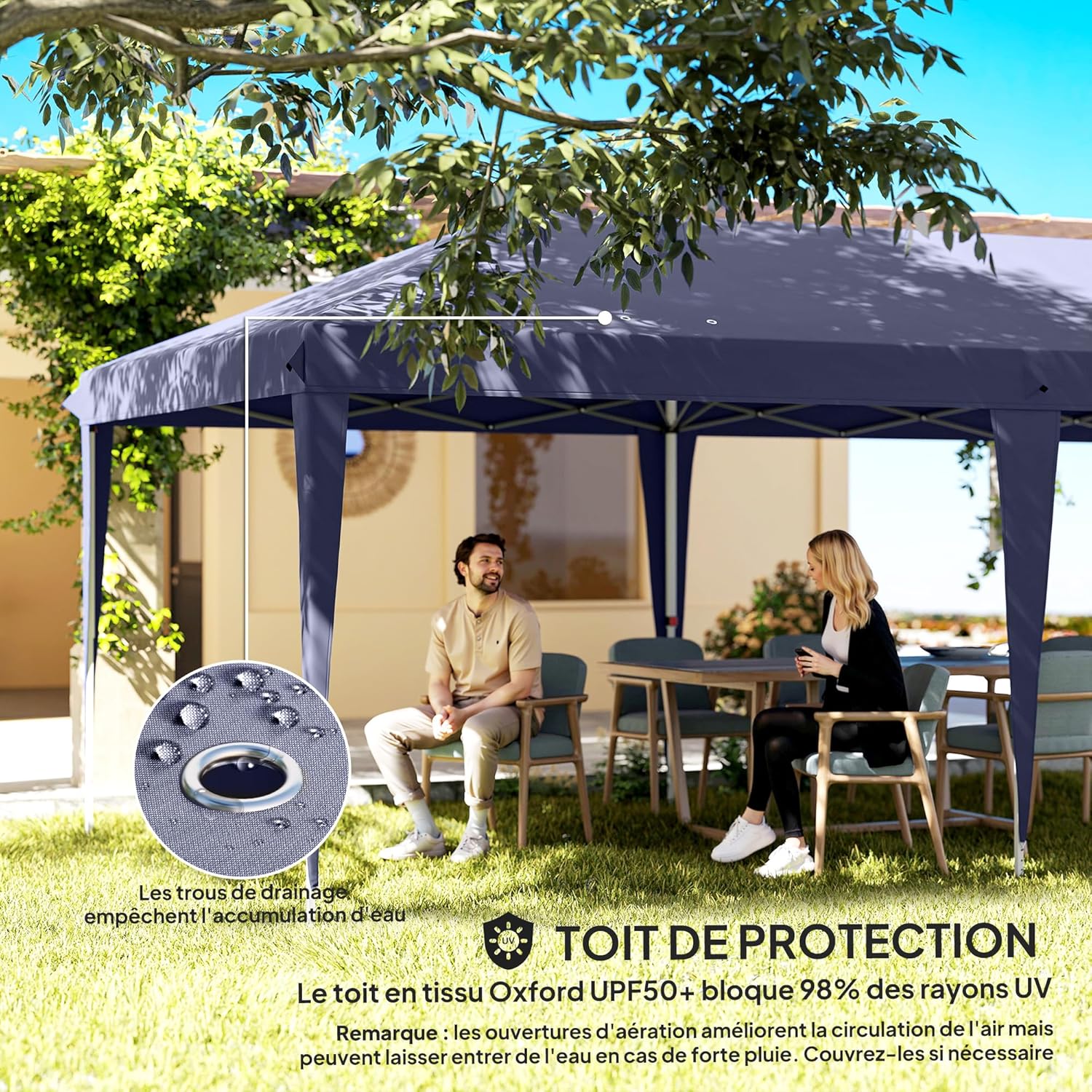 Outsunny Tonnelle de Jardin 3x6m Barnum Pliant avec Côtés Amovibles - Tente de Réception Structure en Acier Renforcée - Abri de Jardin Pop-up pour Mariage, Fête et Marché, Sac de Transport, Bleu