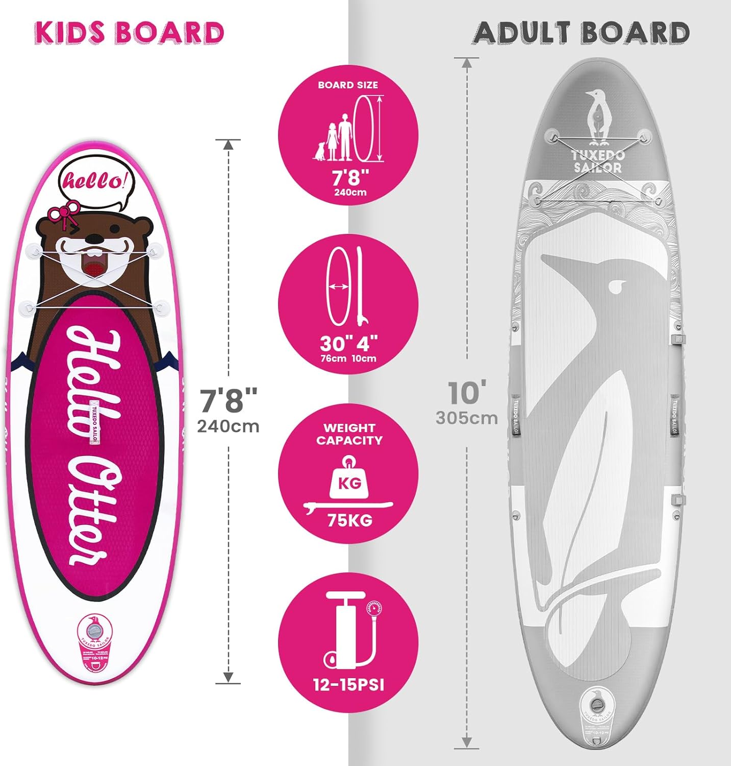 Tuxedo Sailor Paddle Gonflable Adulte, Planche de Stand Up Paddle Gonflable, Sup Paddle Board Gonflable avec Accessoires Complets, Planche de Surf Paddle