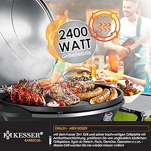 elektrischer Elektrogrill 2in1 Tischgrill in silber