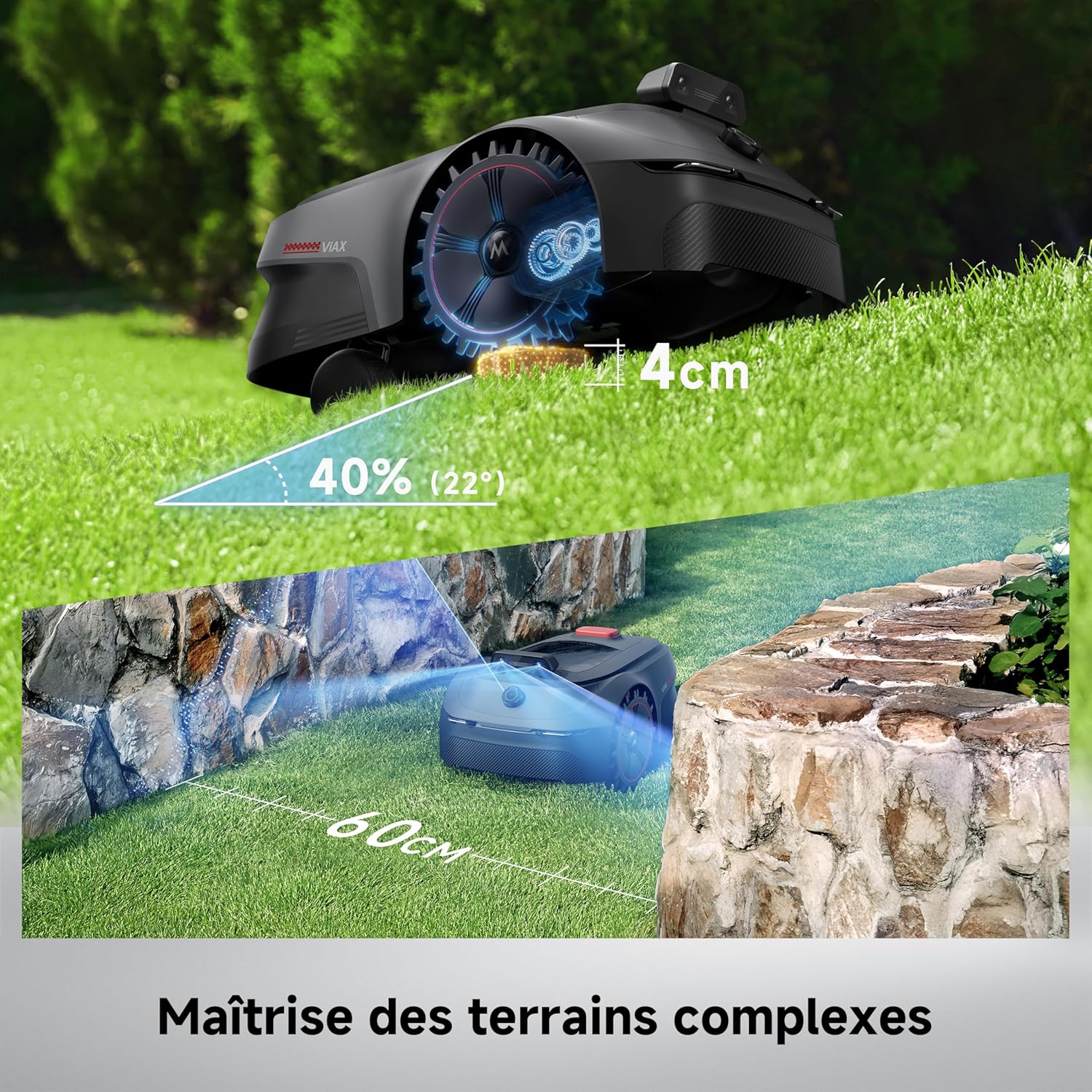 MOVA - ViAX 500 - robot tondeuse 500m² - IA LiDAR, évitement obstacles, ViAX500