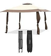 COSTWAY Tonnelle de Jardin Pliante Toit à 2 Niveaux 4Mx4M, Tente de Reception Imperméable Tissu O...