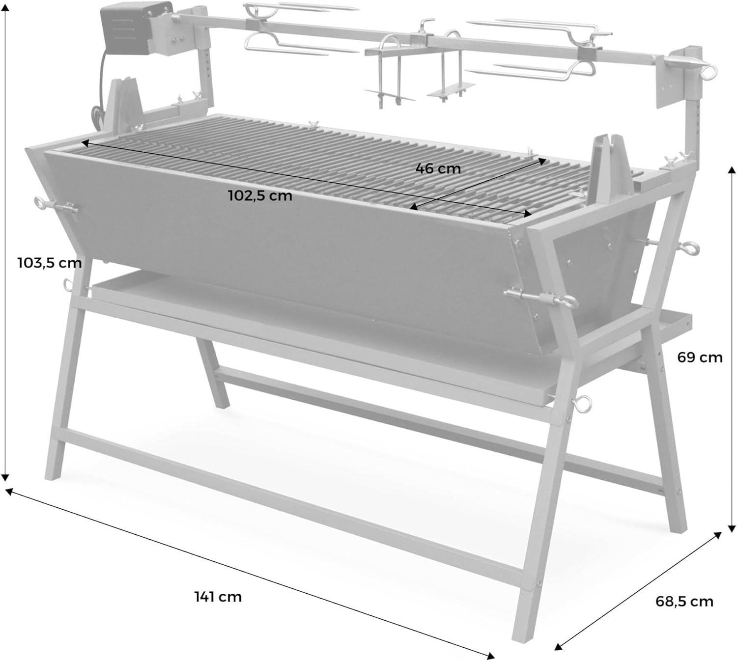 Alice's Garden - Mathurin Inox - rôtissoire inclinable, moteur barbecue, grillades réception