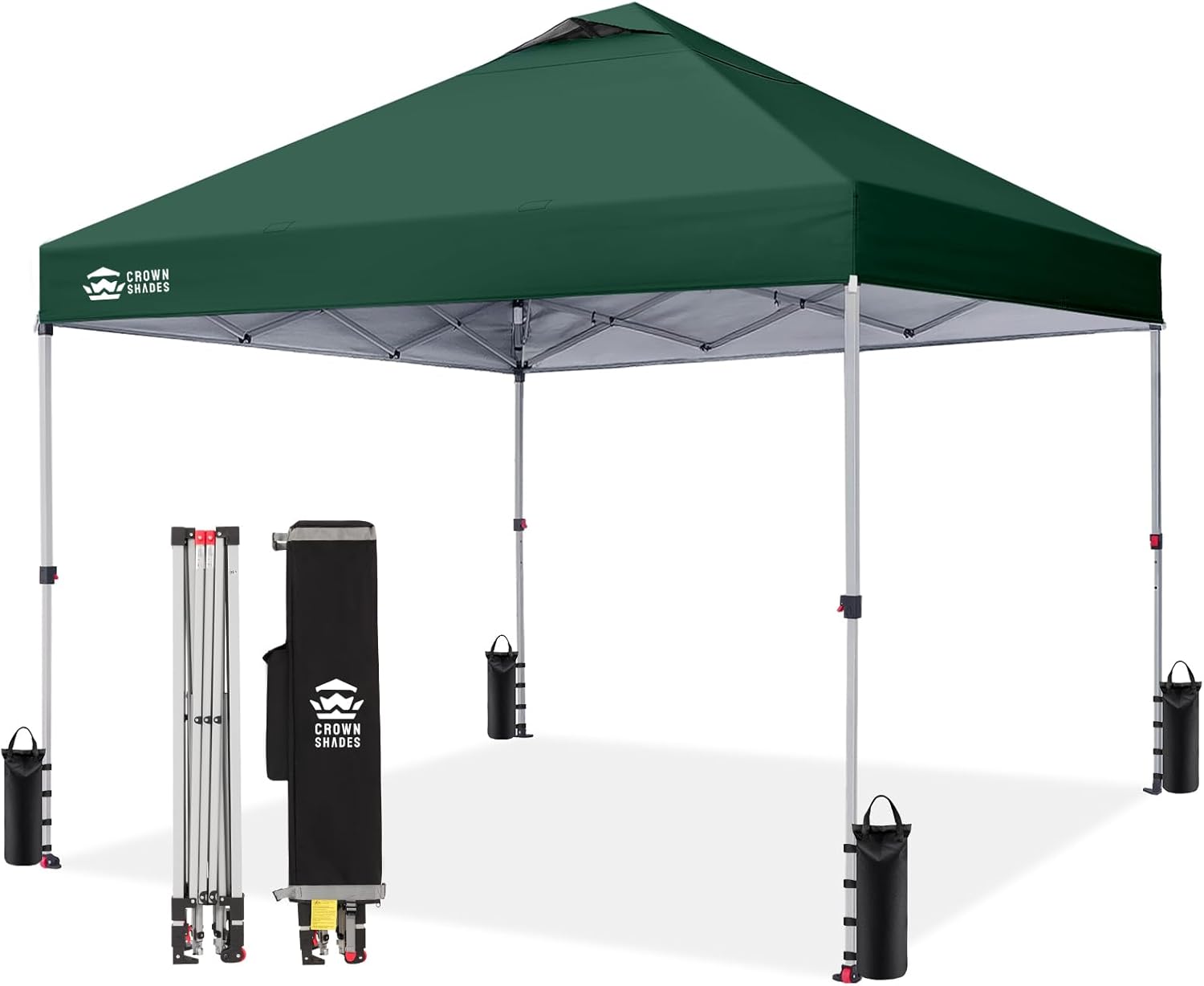 CROWN SHADES - tonnelle pliante - 3x3m - imperméable, UPF 50+, vert, sac