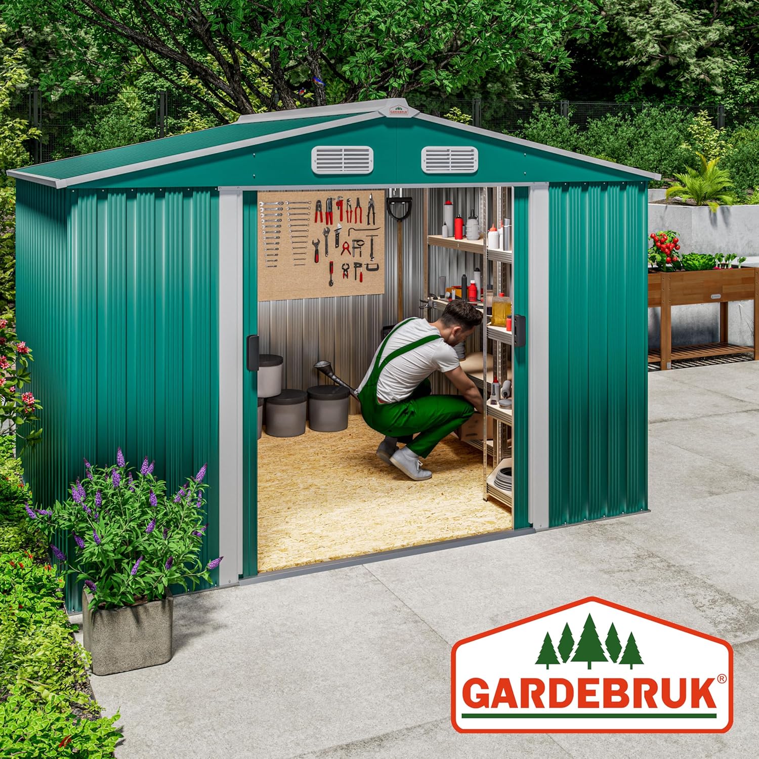 GARDEBRUK - Abri de jardin métal XXL - 260x205x180cm - porte coulissante, fondation, 9m³