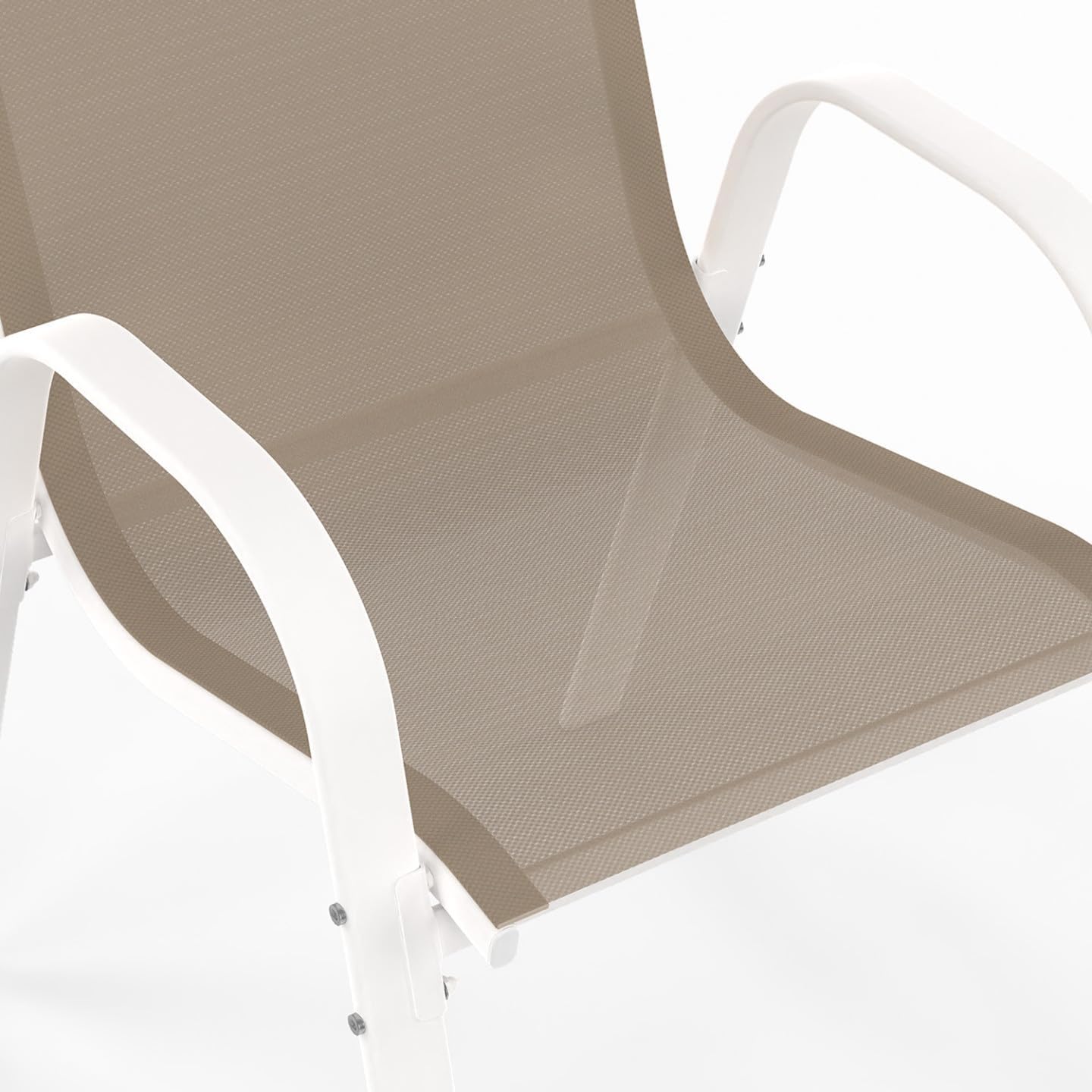 IDMarket - Madrid salon jardin, table 190 cm, 8 chaises empilables, blanc/beige