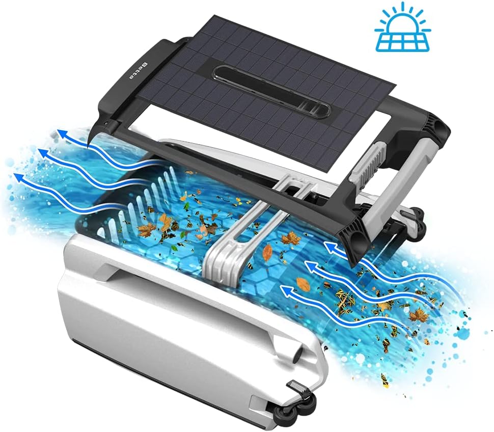 Betta - SE - robot skimmer solaire piscine, 30h autonomie, moteurs sel/chlore, nettoyage 24/7