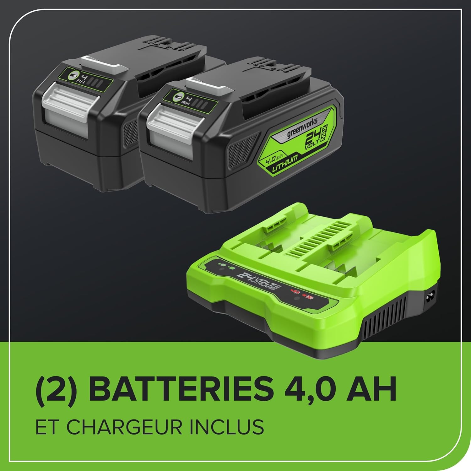 Greenworks 48V (24V x 2) Tondeuse à Gazon Sans Fil Autopropulsée Pelouses Jusqu'à 480m², Largeur de Coupe 46cm, Sac 55L, INCLUS 2 X 24V 4Ah et Chargeur Double, Garantie 3 Ans , GD24X2LM46SPK4X