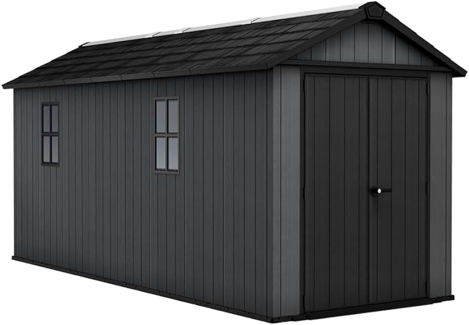 Keter - Newton 7517 - 539x230x246 cm - abri jardin plastique bois, fenêtres, verrouillable