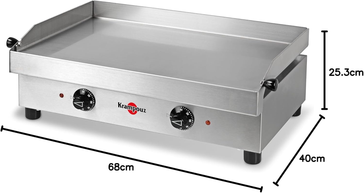 Krampouz - Plancha Électrique Samba - 54x33 cm - Inox, 2500W, 2 zones, 2 thermostats, PFSB2AA-KR