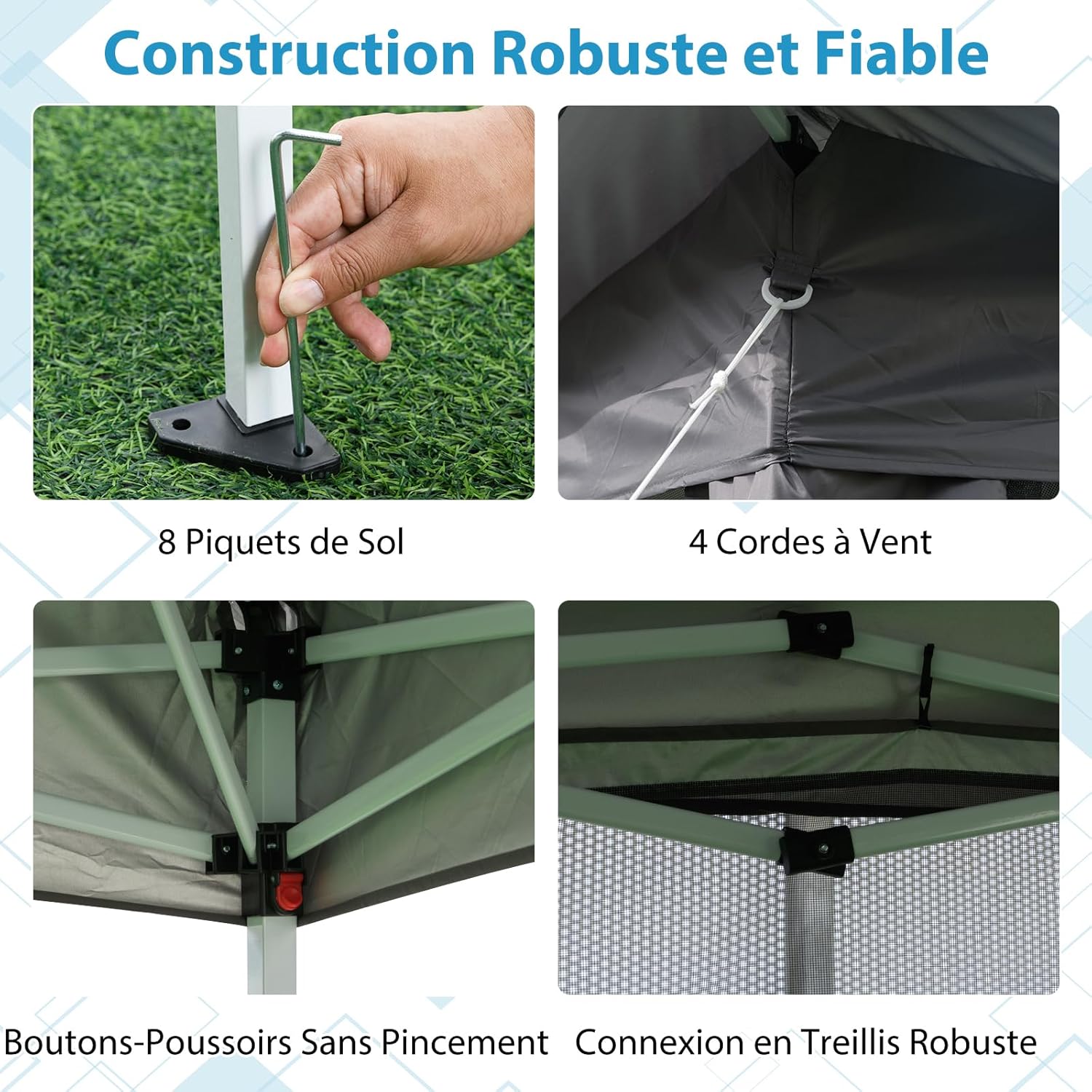RELAX4LIFE - Tonnelle pliante série jardin - 3x3m - moustiquaires, toit ventilé, protection solaire