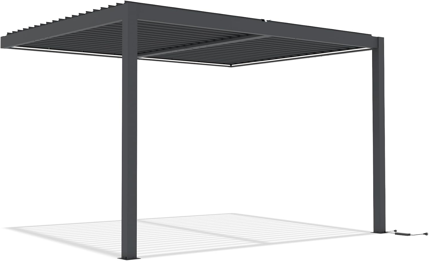 Cazeboo - Pergola bioclimatique motorisée LED 394x300cm, alu, vent 80km/h
