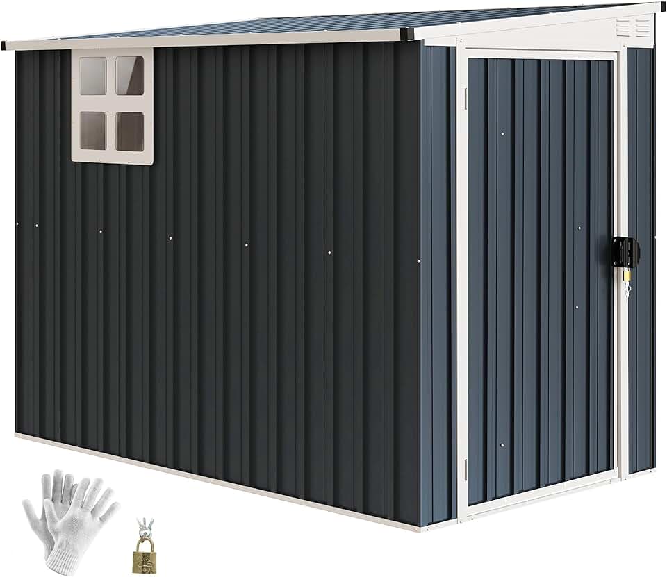 Outsunny - abri de jardin métal - 128x231x181cm - toit pente, fenêtre, porte verrouillable