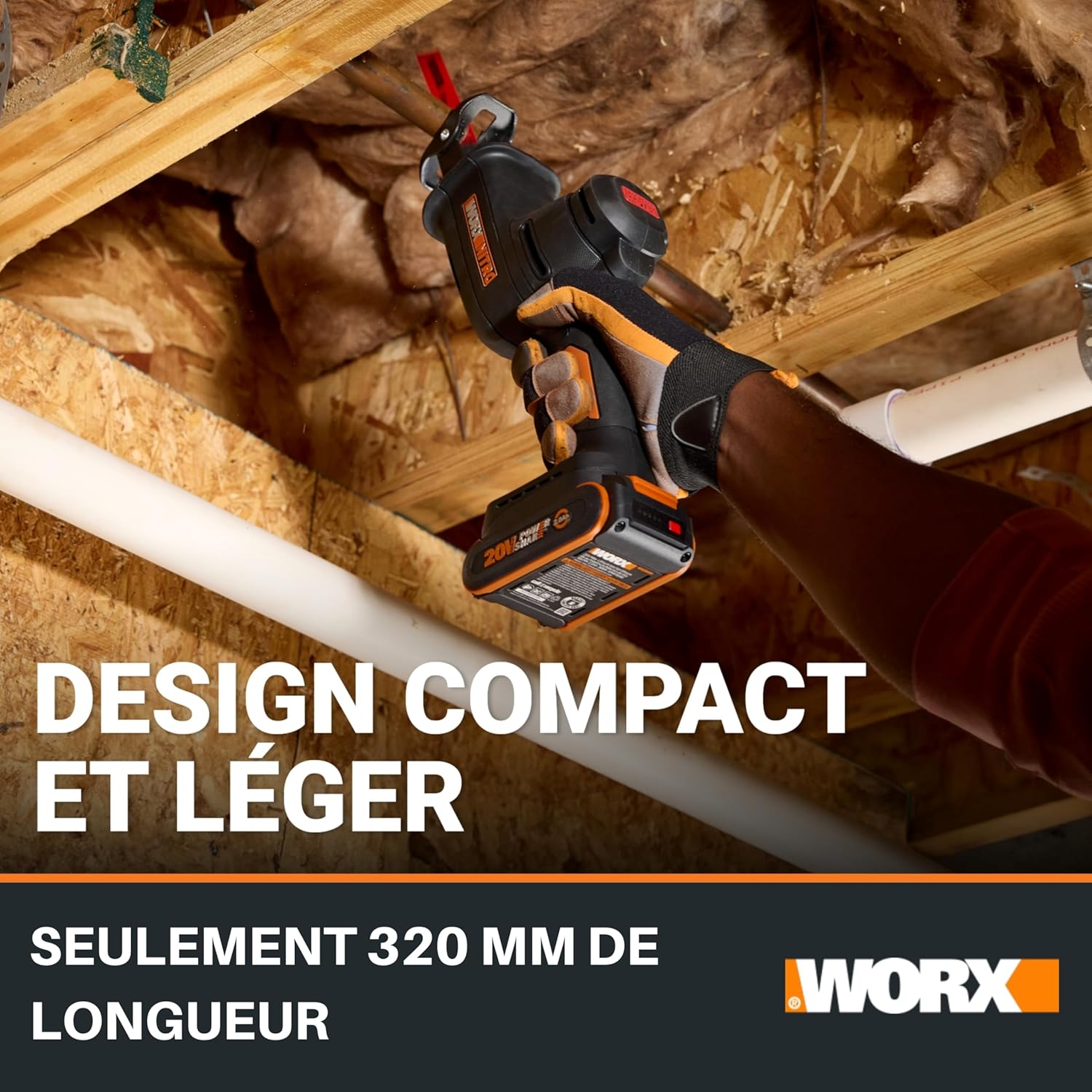 WORX - Scie sabre 20V, 26mm, brushless, vitesse variable, WX501.9