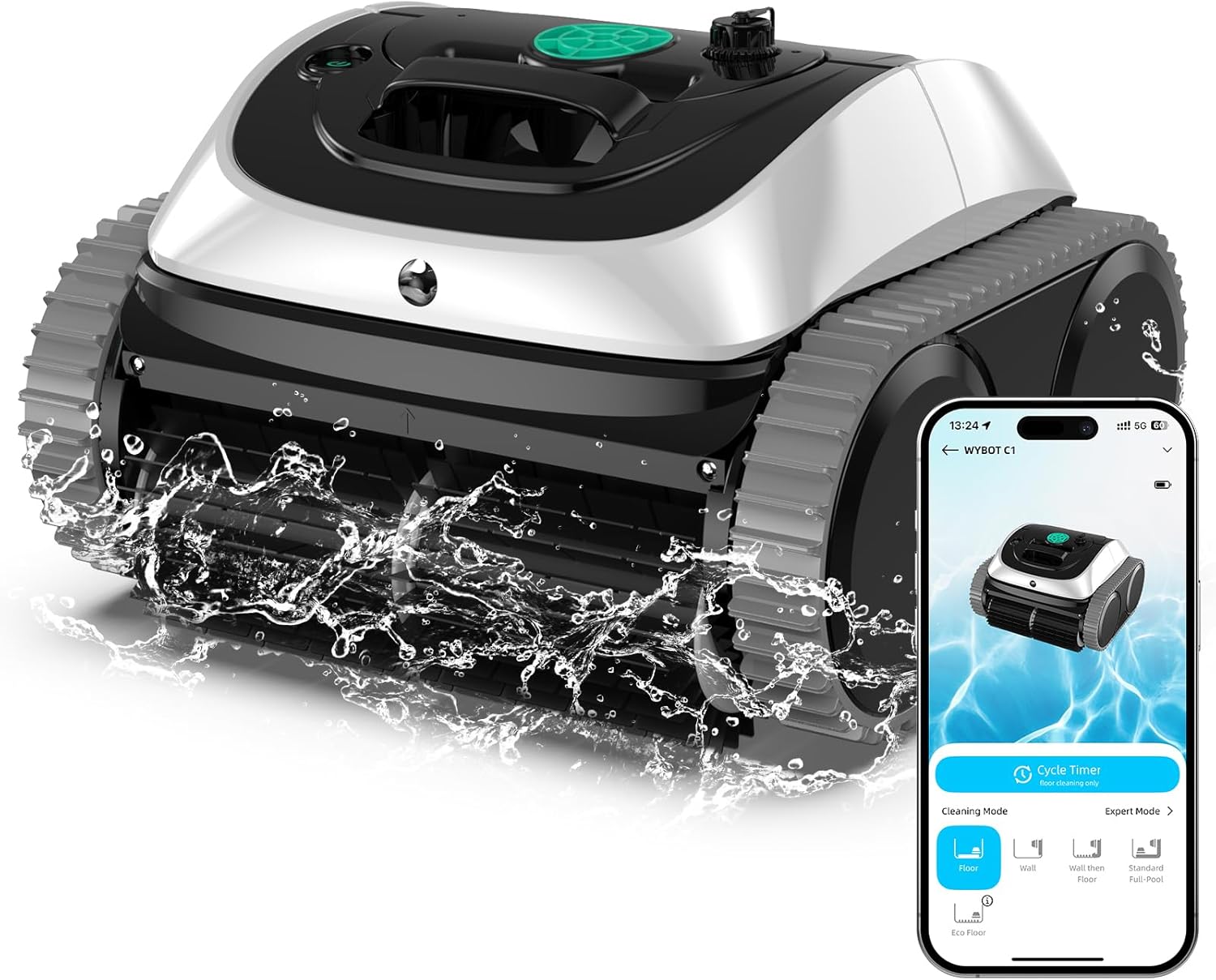 WYBOT - Robot piscine C1 - 150m² - Nettoyage fond/parois, planification intelligente, 150 min