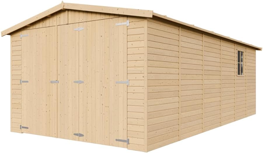 TIMBELA - Garage de jardin bois, 18m², 616x324x222cm, abri, M102