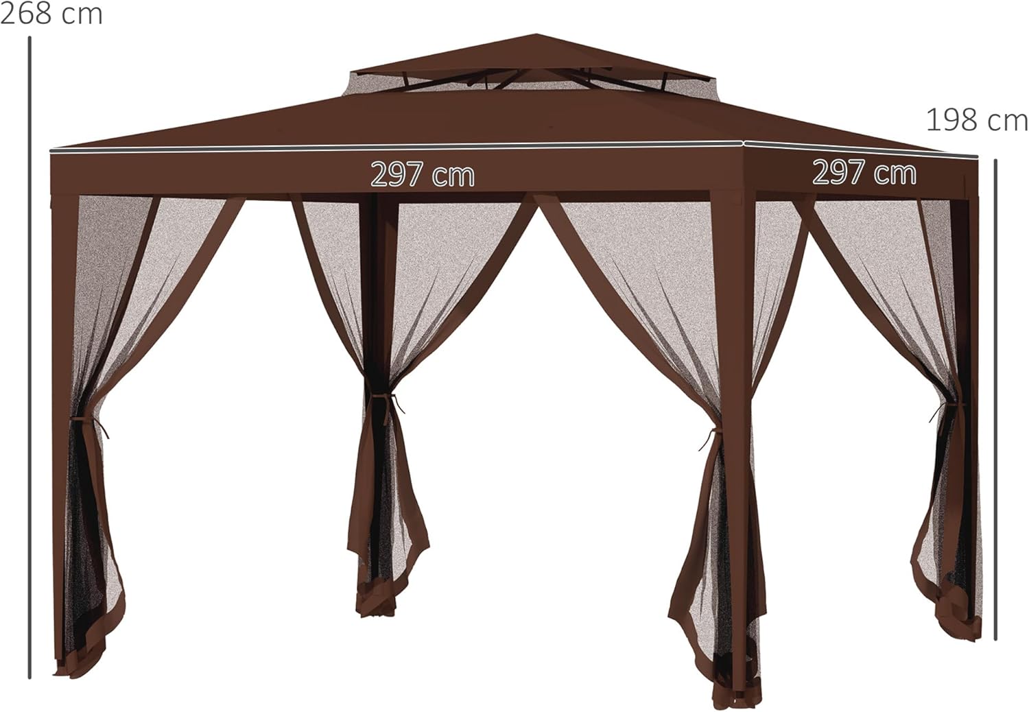 Outsunny - Tonnelle Barnum Jardin - 3x3m - double toit, 4 moustiquaires amovibles