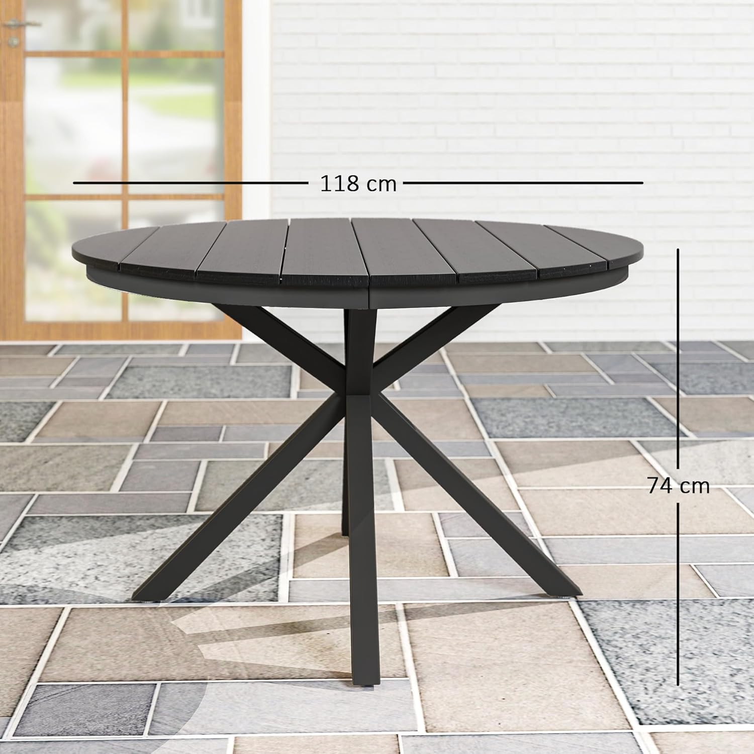Outsunny - table ronde jardin série aluminium Ø118cm plateau effet bois