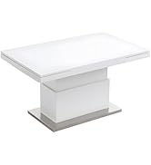 Vente-Unique Table basse et table à manger multifonction Hauteur réglable et extensible MDF laqué