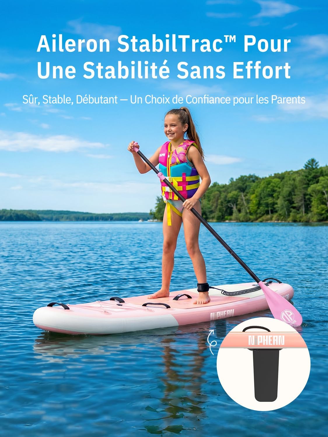 Niphean - Paddle Gonflable Adulte Ultraléger 320x84cm, siège inclus, +30% stabilité, surface antidérapante