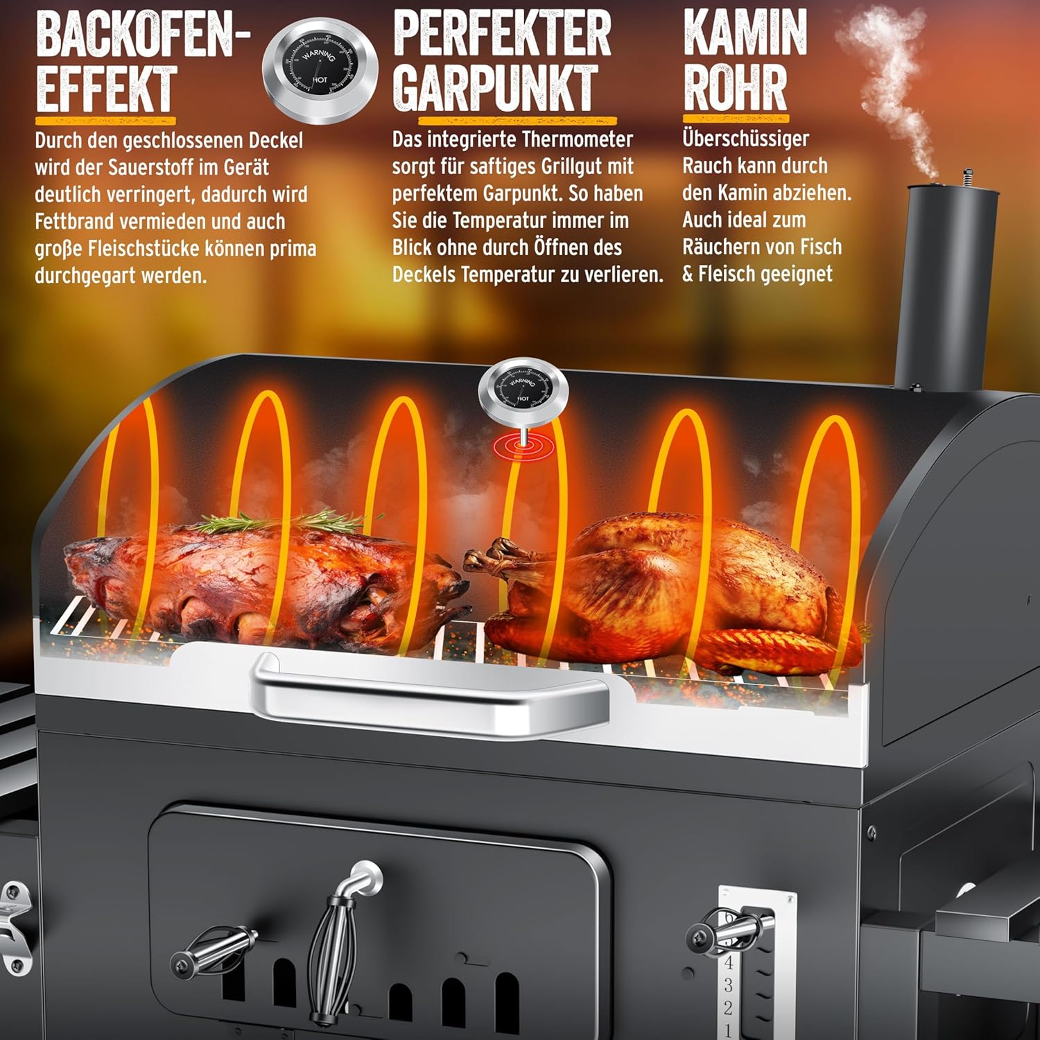 KESSER - Barbecue XXL - grand format, couvercle, roues, accessoires