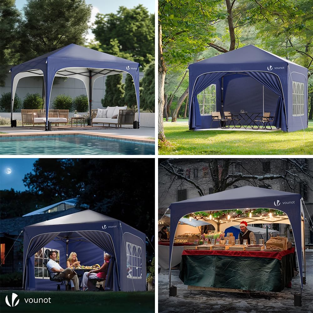 VOUNOT - tonnelle pliable série jardin - 3x3m - imperméable, anti-UV, réglable, sac.