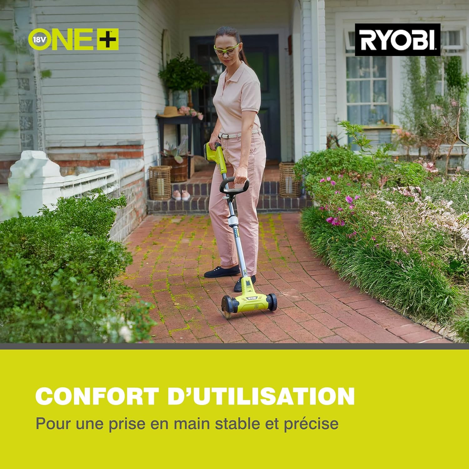 Ryobi - Nettoyeur de joints One+ 18V - Brosse métallique 11,5cm, efficace pour terrasse et carrelage - RY18PCA-0