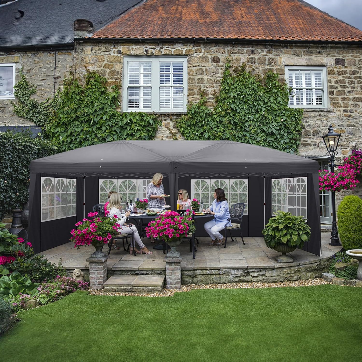 LEADZM - tonnelle pop-up 3x6m, acier, UV50+, 6 côtés, réglable