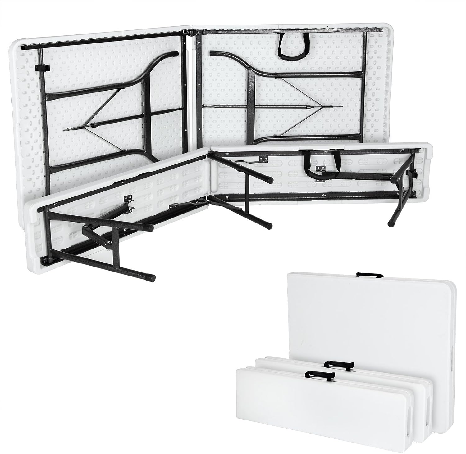 CASARIA - Ensemble table pliante, 180 cm, 2 bancs, 8 pers. terrasse