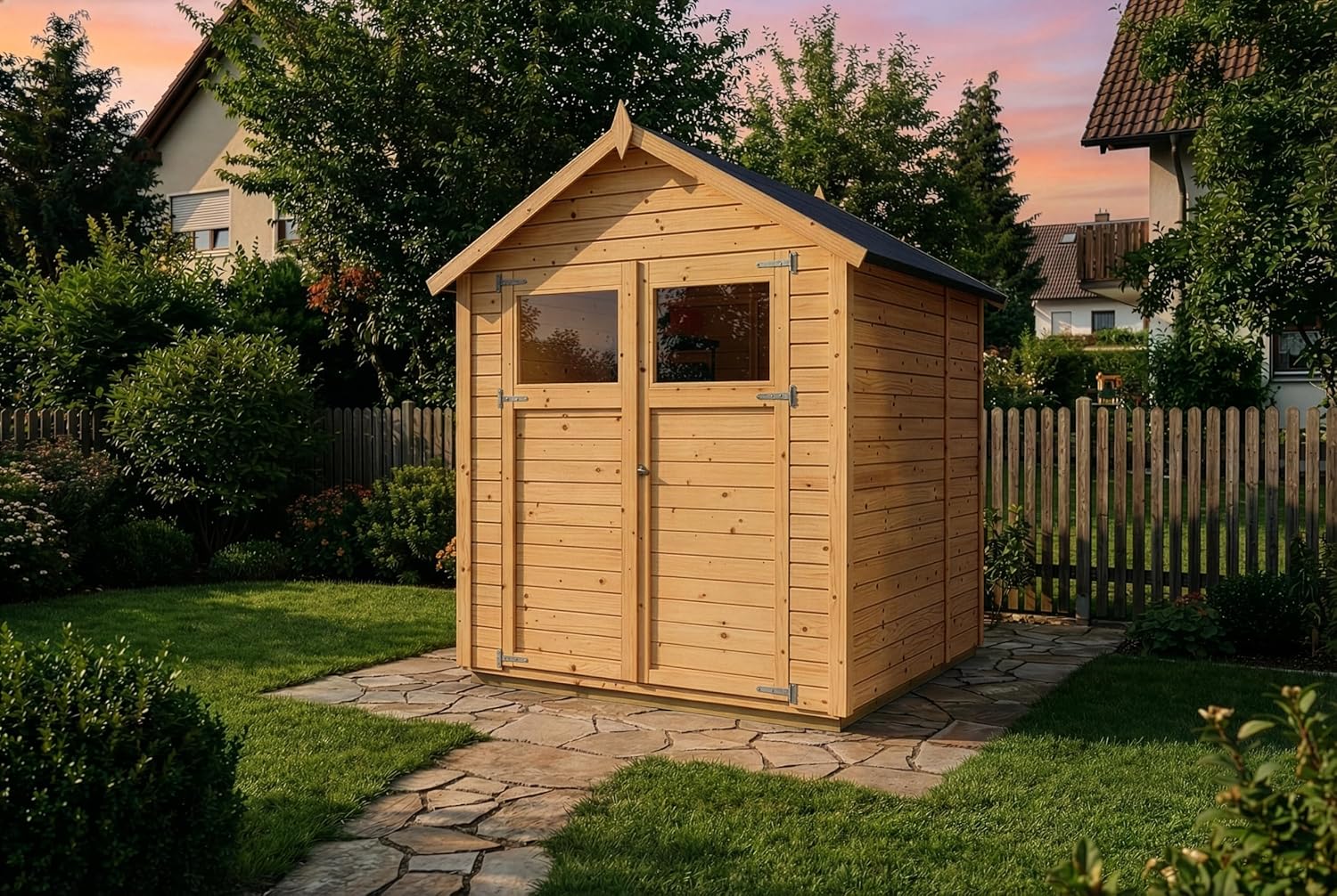 Alpholz - Cabane à outils Alisha - bois - toit double pente, panneaux préfab