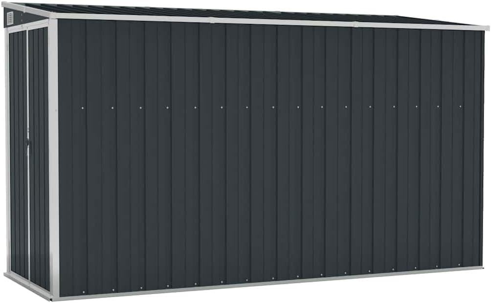 vidaXL Abri de Jardin Mural Abri de Rangement d'Outils Rangement d'Equipement de Jardin Extérieur Cour Anthracite 118x288x178 cm Acier