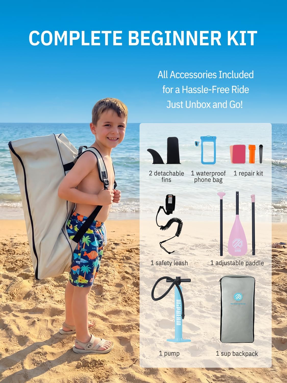 Niphean Paddle Gonflable Adulte avec Tous Les Accessoires, 320cm Planches de Stand Up Paddle Gonflables pour Tous Les Niveaux, Sup avec Capacité 200 kg pour 2 Personnes, Paddle Gonflable avec Siège