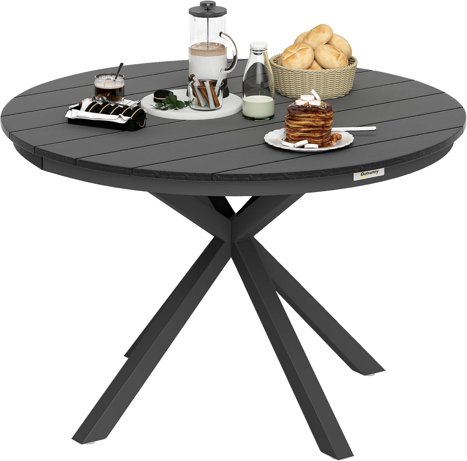 Outsunny - table ronde jardin série aluminium Ø118cm plateau effet bois