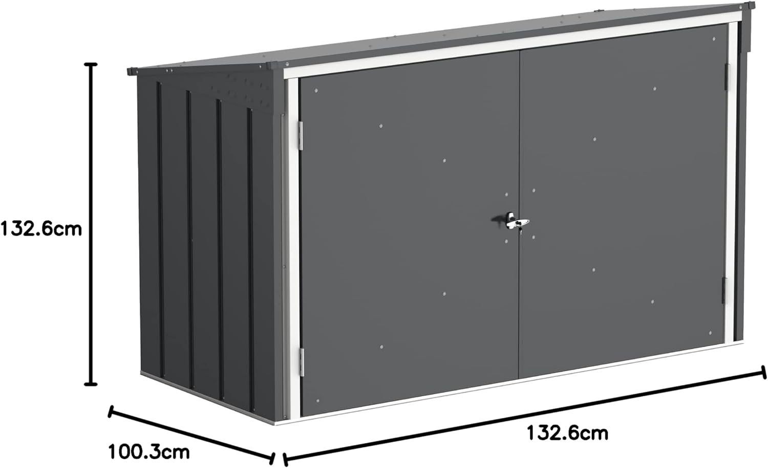 Duramax abri pour poubelles pour 3 avec ouverture par le haut et portes doubles verrouillables, abri de jardin en métal, cachettes pour poubelles, Abri pour poubelles, 214x101x133 cm, anthracite