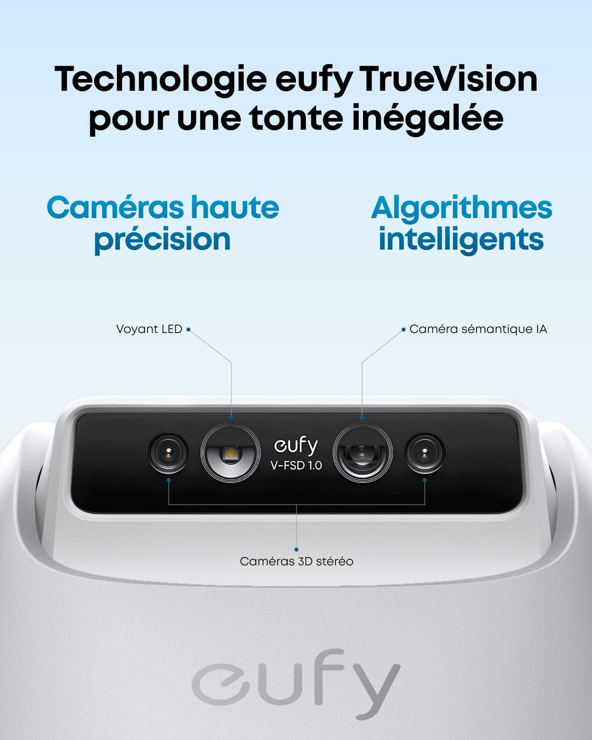 eufy - E15 Robot Tondeuse - 800 m² - sans fil, cartographie smart, contourne obstacles, installation rapide, E15