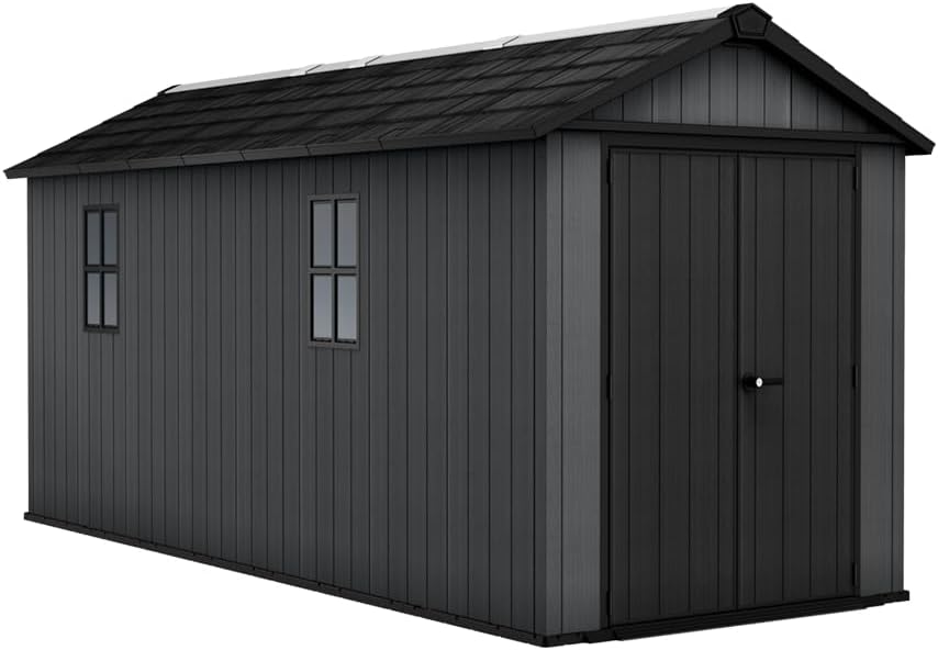 Keter - Newton 7517 - 539x230x246 cm - abri jardin plastique bois, fenêtres, verrouillable