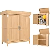 Outsunny Armoire de Jardin sur Pied Double Porte étagère et Toit bitumé relevable dim. 74L x 43l ...