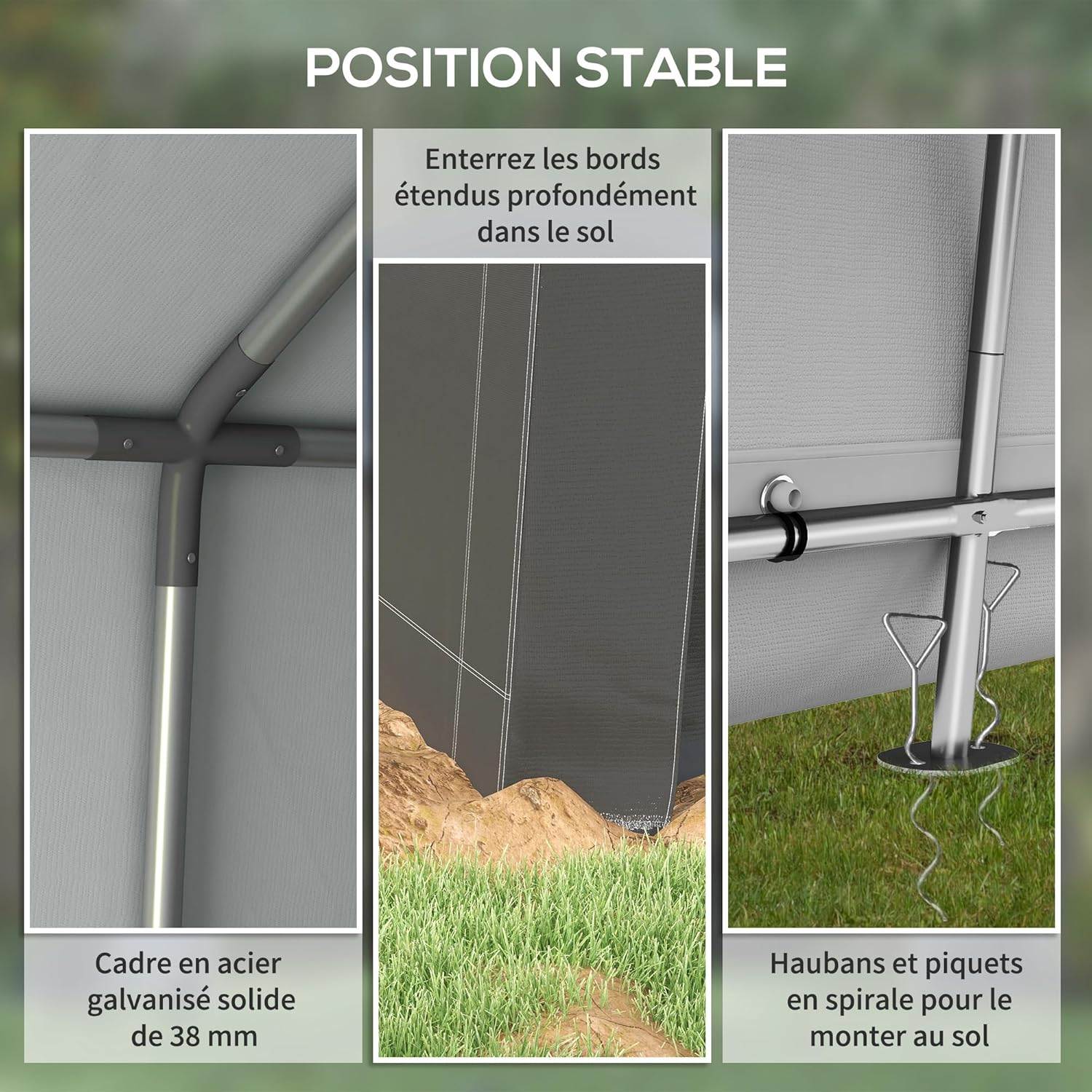 Outsunny Abri de Jardin, Tente de Stockage, 3 x 3 m, bâche PE 200 g/m² imperméable et Anti-UV, Cadre en Acier galvanisé