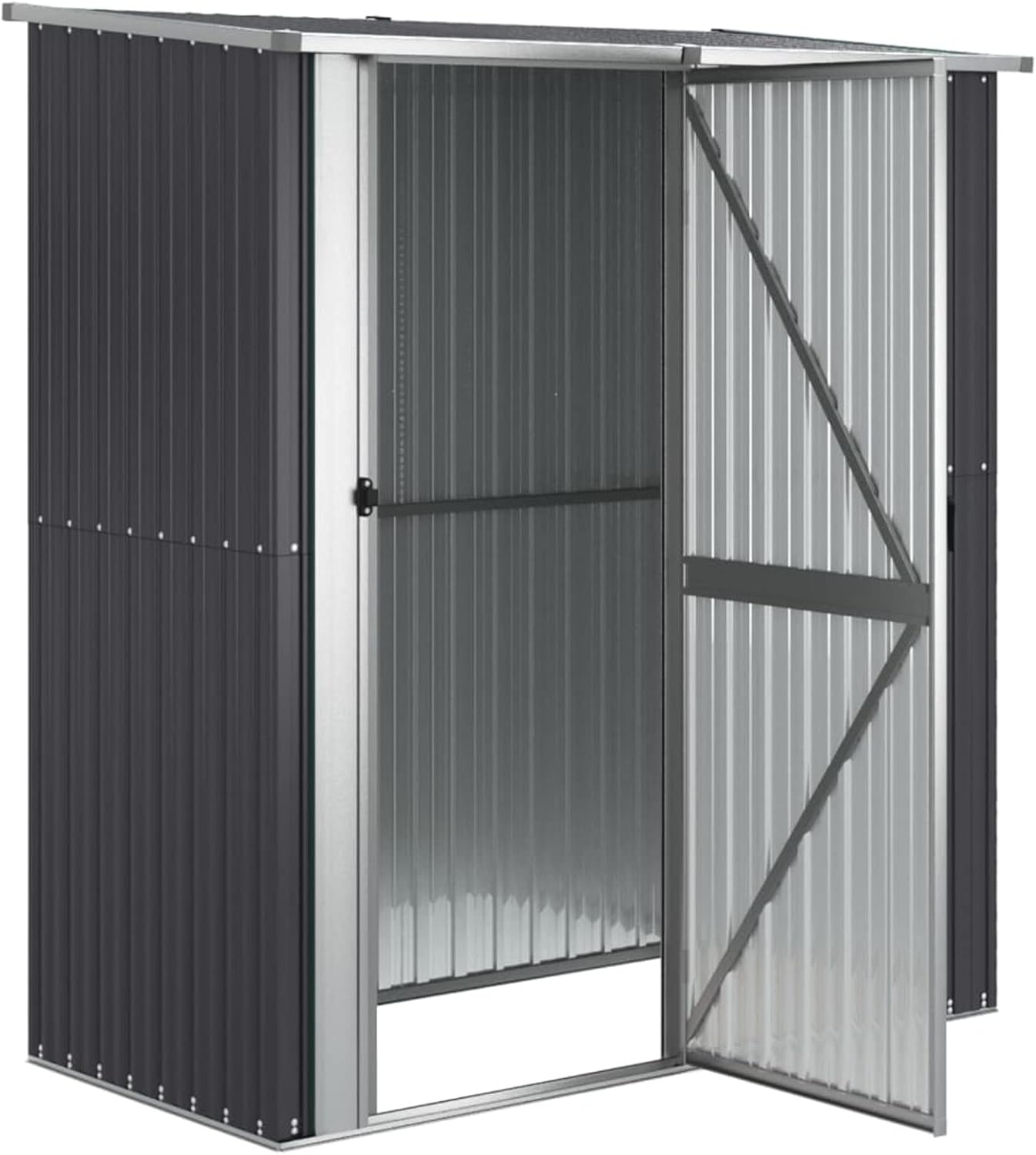 Homgoday Abri de jardin en acier galvanisé anthracite 180,5 x 97 x 209,5 cm