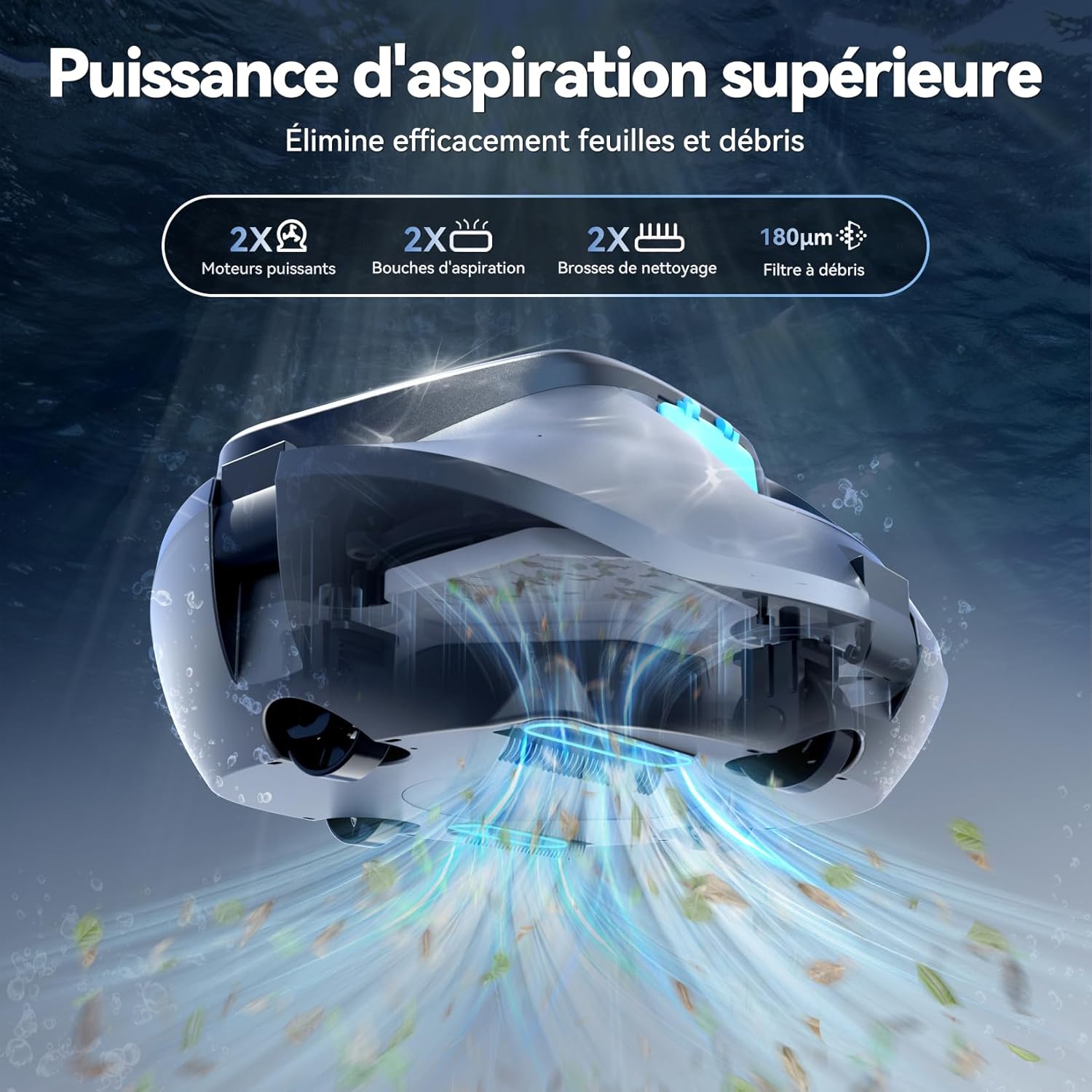 Pondee - X1 série - 80 m² - robot piscine sans fil, 120 min autonomie, X1