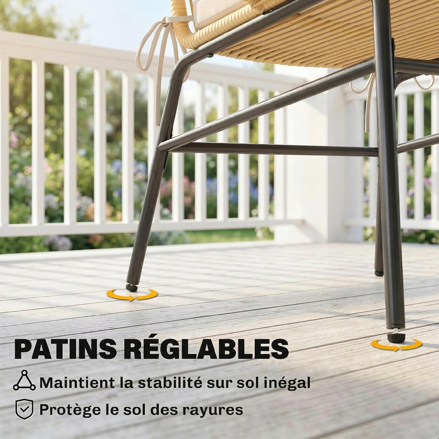 Outsunny - ensemble bistro 3 pcs - fauteuils confort, table verre - coussins déhoussables, résine tressée, beige