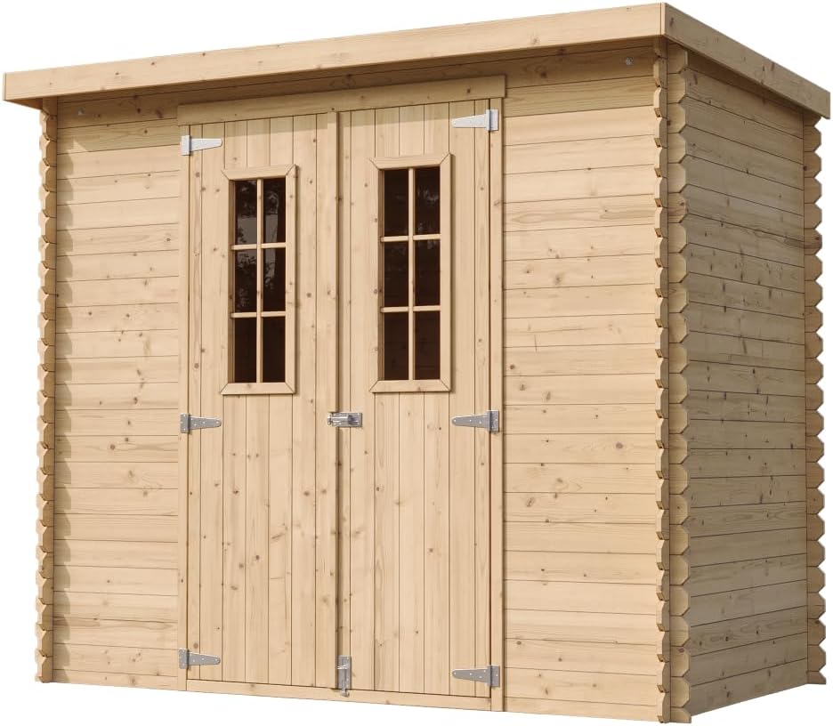 TIMBELA - Abri de jardin M310 C - 239x142x200cm - bois, 2.63m², rangement vélos