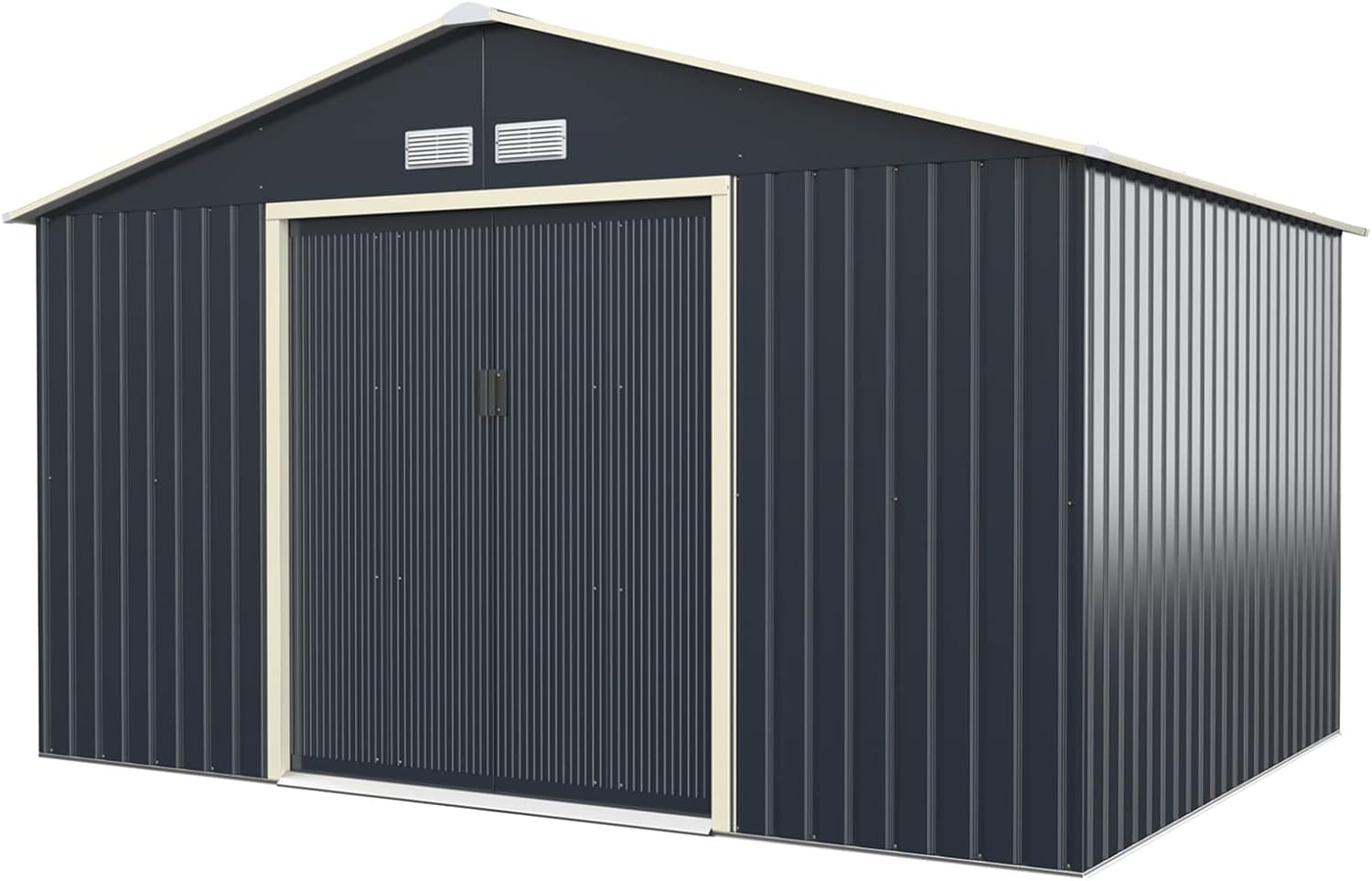 GOPLUS - abri jardin métal galvanisé 330x255x210cm - portes coulissantes, résistant intempéries