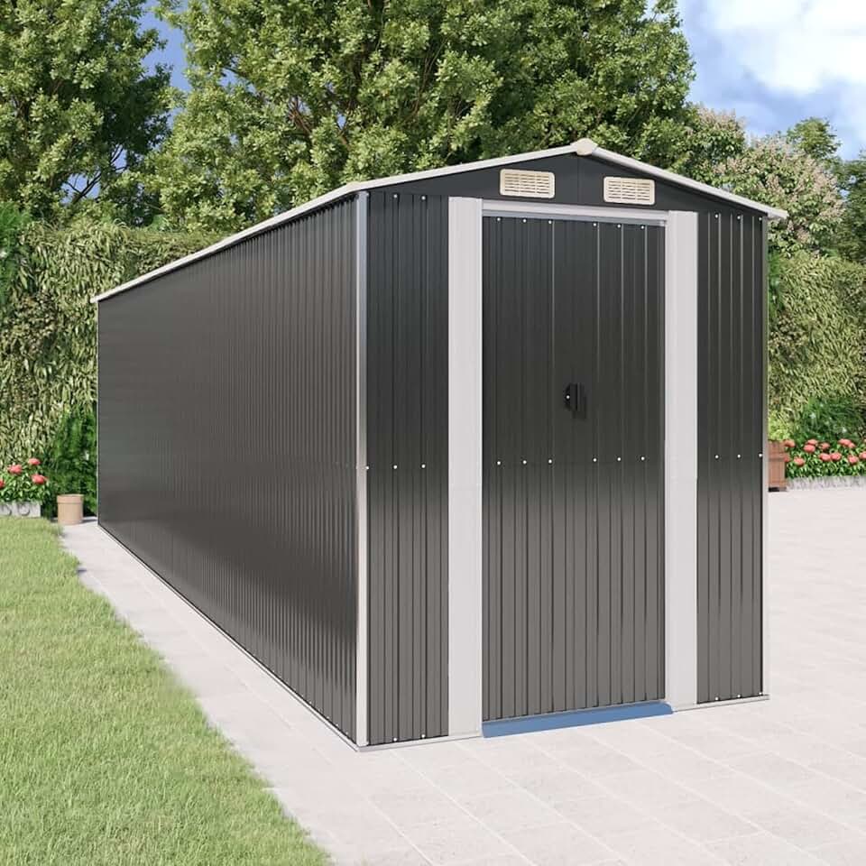 ShGaxin Abri de jardin, abris pour parcelles, abris de jardin, abri de jardin extérieur, maisons préfabriquées, acier galvanisé anthracite 192 x 689 x 223 cm
