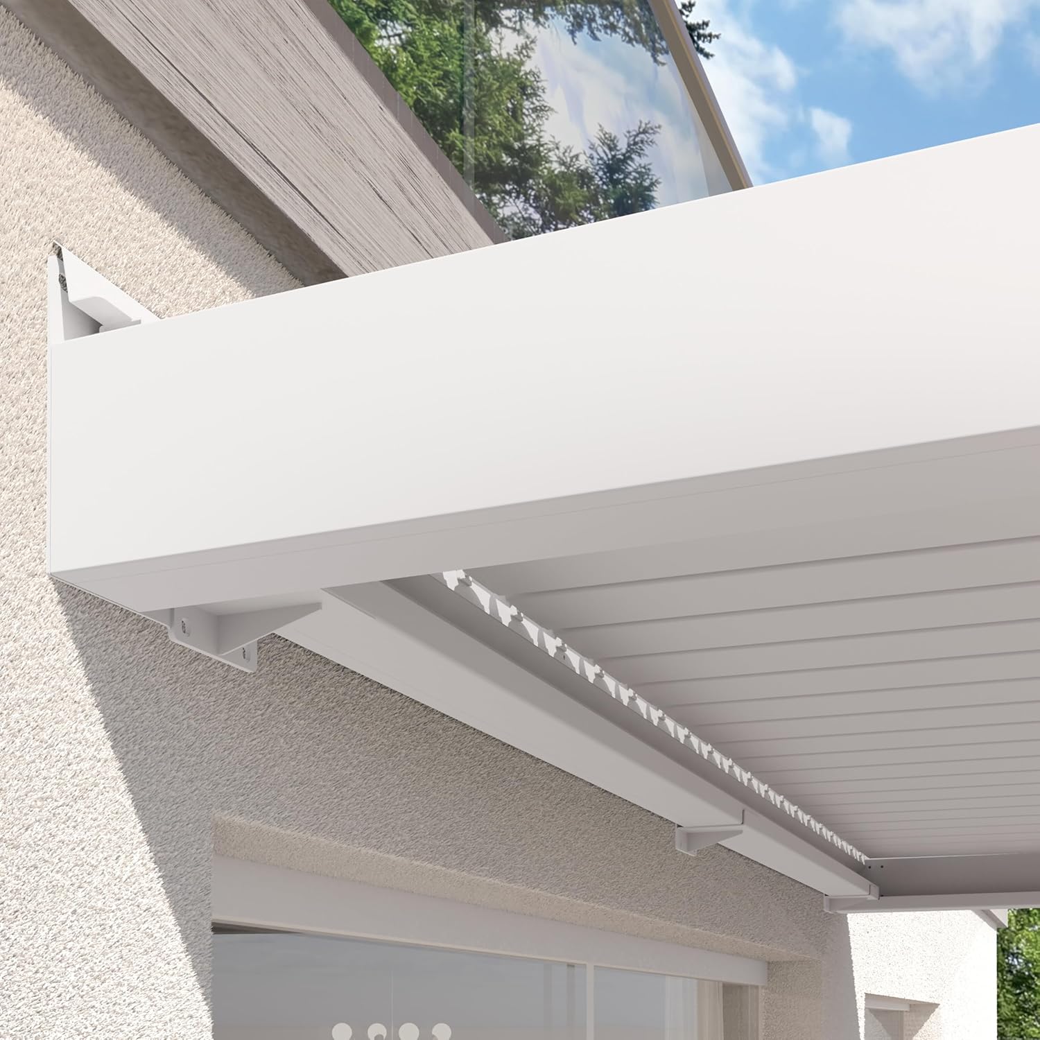 PRIMEYARD - pergola adossée - 3x3 m - alu blanc, lames orientables