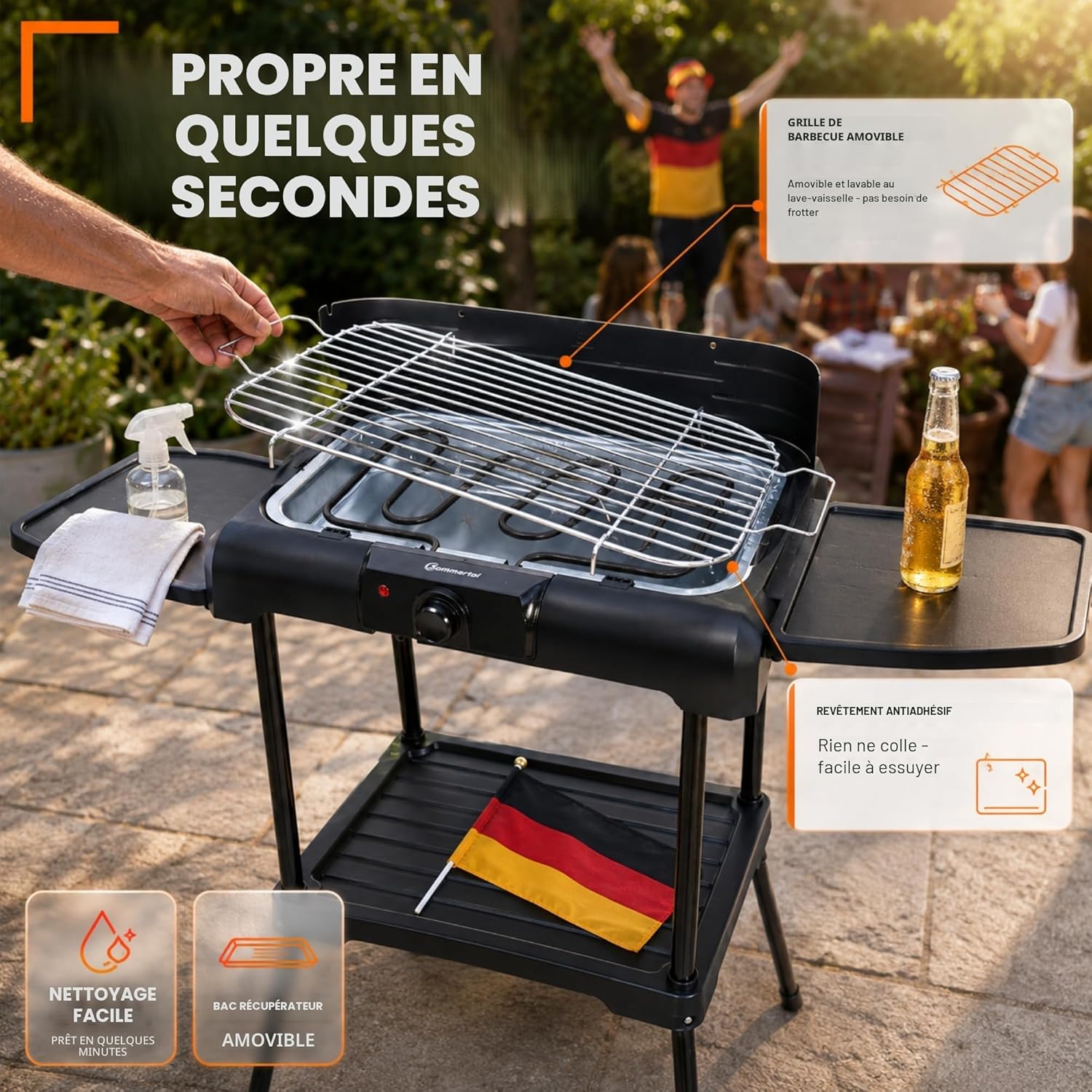 Sommertal - BBQ231 - barbecue électrique 2 en 1, thermostat, stockage, chauffage - BBQ231
