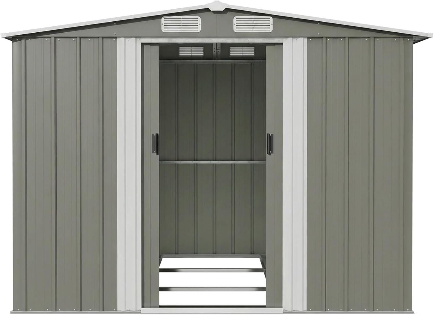 Devoko - abri de jardin métallique - 8x6ft - toit penté, ventilation, gris