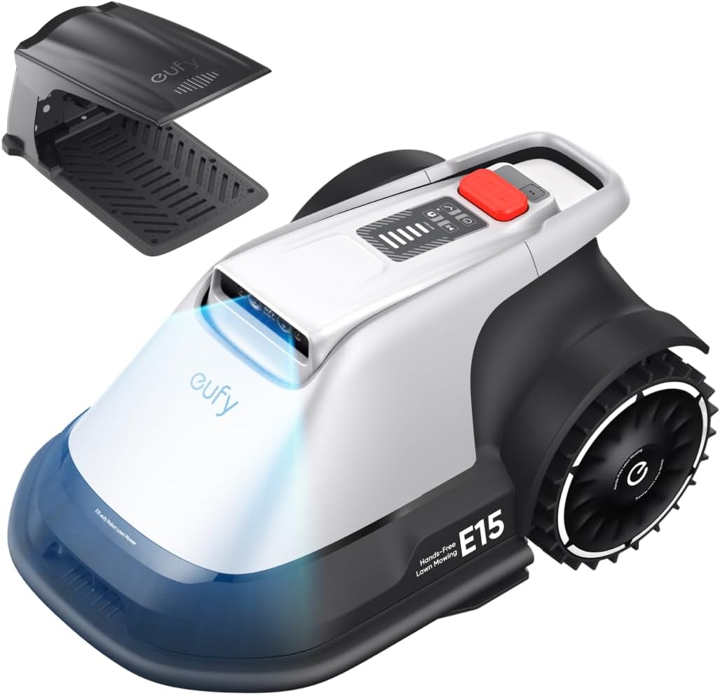 eufy - E15 Robot Tondeuse - 800 m² - sans fil, cartographie smart, contourne obstacles, installation rapide, E15