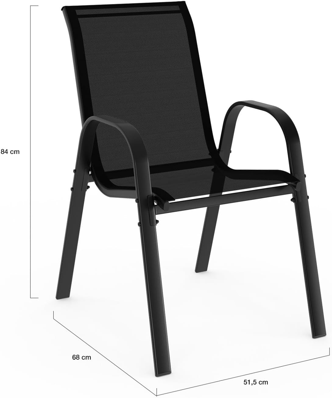 IDMarket - Salon de jardin Madrid 240 cm, 10 chaises empilables, noir