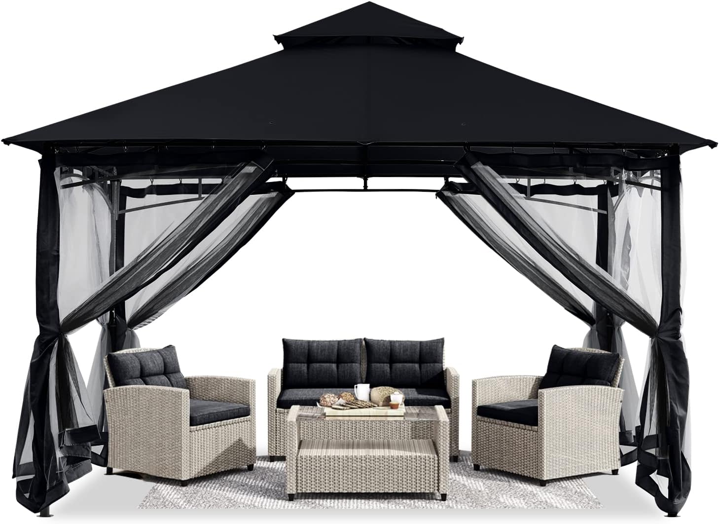 ABCCANOPY - tonnelle robuste avec moustiquaire - 3x3m - structure acier noir